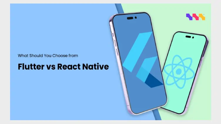 Flutter vs React Native comparison showing key differences in performance, design, and development speed.
